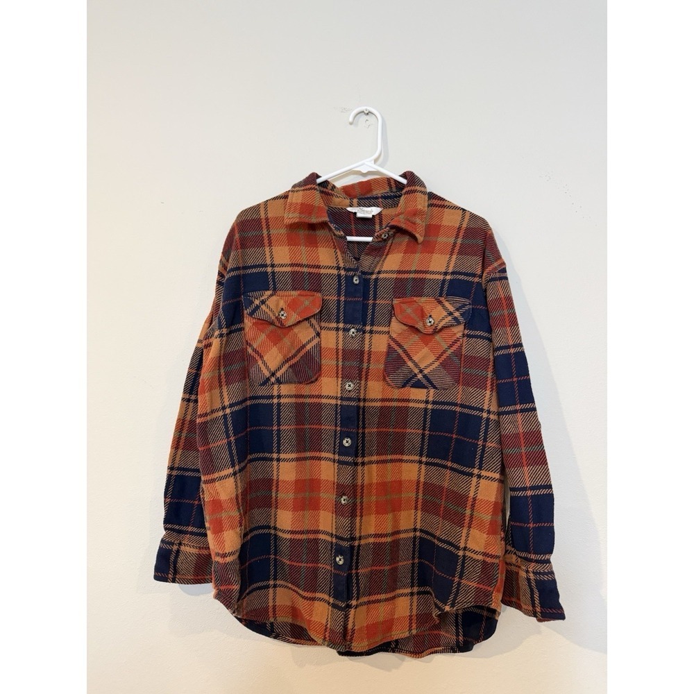 Women's Flannel Cabincore Outdoors Shirt Jacket Shacket Plaid Size Large